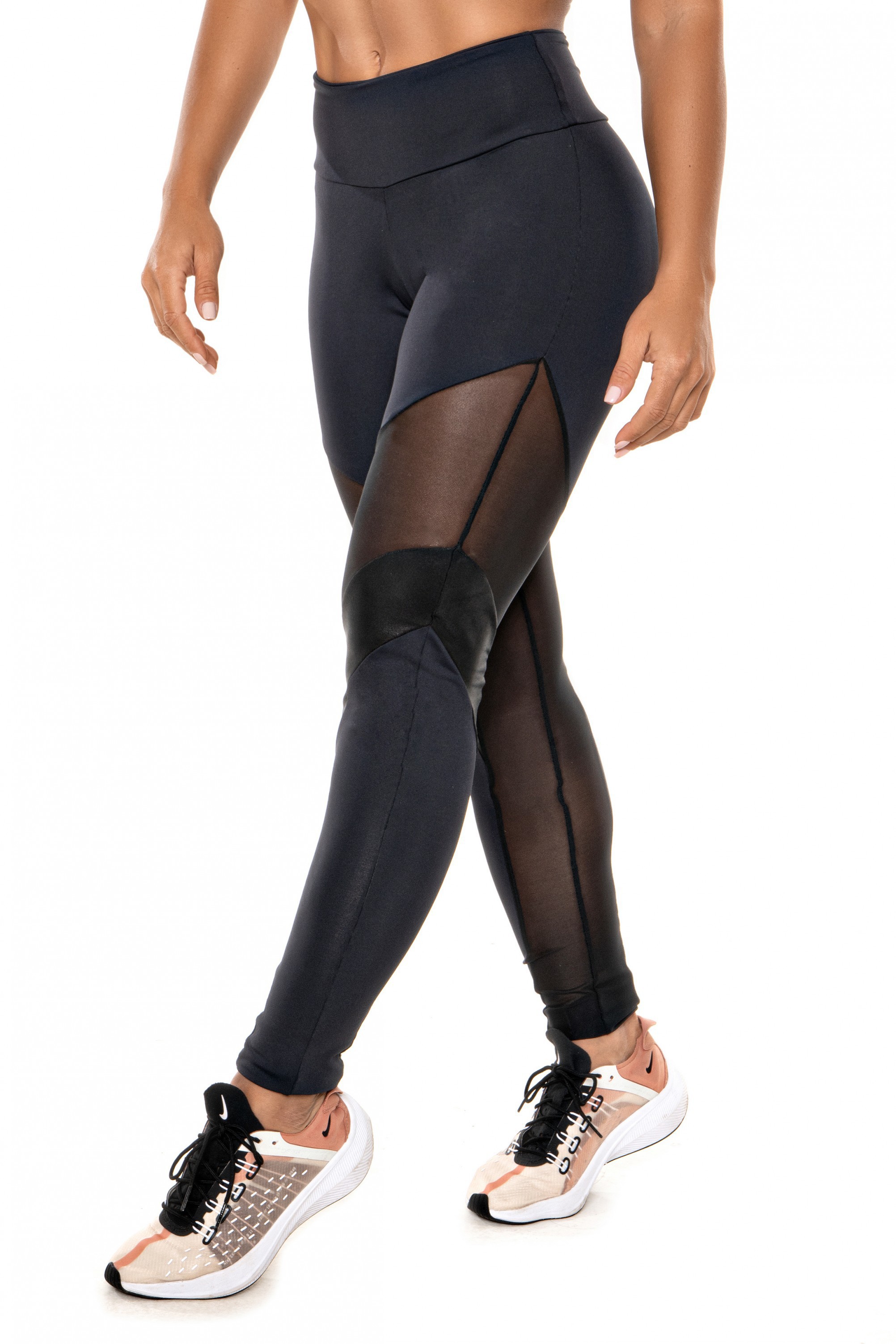 Black supplex capri fitness leggings for women, luxury sports leggings
