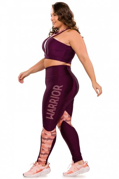 Legging Warrior em Tecido Platinado com Estampa Emborrachada - Donna  Carioca Moda Fitness